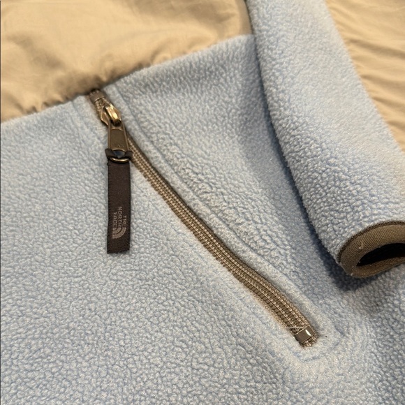 The North Face Size XL Gray and Baby Blue Teddy Bear Fleece Jacket Zip Up - Picture 6 of 14